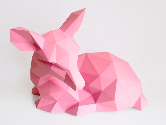 Fawn Sculpture, Paper Sculpture, 3D Paper Craft, Origami Fawn, Low Poly Paper Art, Home Decor, Gift Idea, Print At Home Housewarming Gift