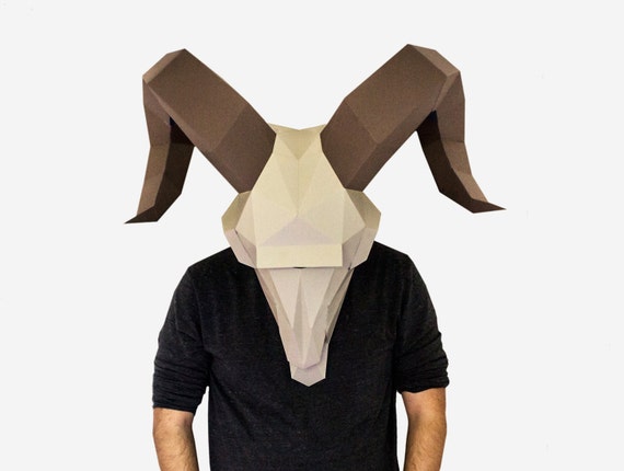 DIY Ram Skullmask Halloween Paper Craft - Etsy