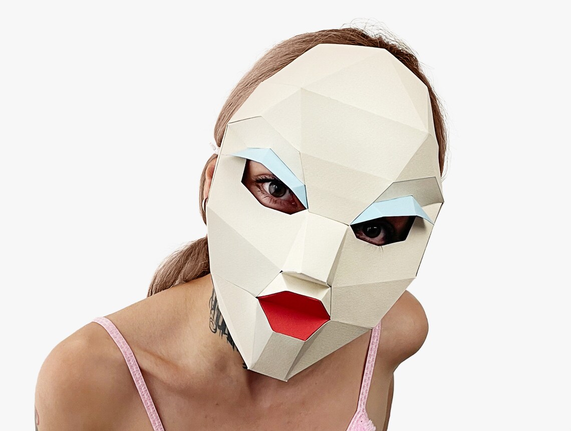 Doll Half Mask Facemask Masking Paper Craft Template - Etsy