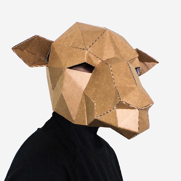 DIY Camel Mask, Paper Craft Template, Halloween Mask, Printable Animal Mask, Instant Pdf Download, 3D Low Poly Mask, Origami Mask, Gift Idea
