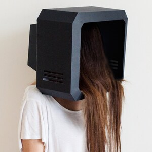 DIY TV Monitor Mask, TV Head, 3D Paper Craft Template, Halloween Mask ...