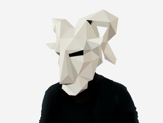 Diy Goat Mask Pan Mask 3d Paper Craft Template Halloween Mask Printable Paper Mask Instant Pdf Download Low Poly Mask Origami Mask
