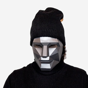 Máscara facial humana hecha a mano, plantilla de papel de baja poli, máscara facial humana imprimible, descarga instantánea de PDF, máscara 3D de baja poli, máscara facial de origami