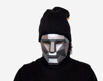 DIY menschliche Gesichtsmaske, Low Poly Papiermodell, druckbare menschliche Gesichtsmaske, Sofortiger Pdf-Download, 3D Low Poly Maske, Origami-Gesichtsmaske