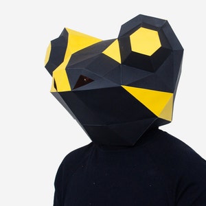 Maschera di salamandra fai da te, maschera di lucertola, modello di carta 3D, maschera di Halloween, download immediato di PDF, maschera low poly, testa di animale fai da te