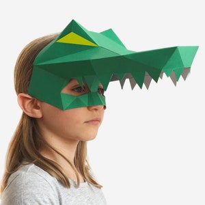 Kids Mask, Crocodile Mask, Alligator Mask, Halloween Costume Kid, Printable Half Mask For Children, Instant Pdf download, DIY Craft Template image 4