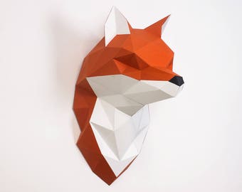 Fuchs Skulptur, 3D Papier Handwerk, DIY Wandkunst, Origami Fuchs Skulptur, Low Poly Papier Kunst, Dekoration, DIY Geschenkidee, Druck zu Hause Pdf