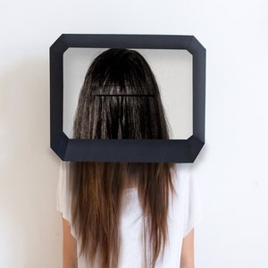 Máscara de monitor de TV DIY, cabeza de TV, plantilla de artesanía de papel 3D, máscara de Halloween, máscara de papel de baja poli imprimible, descarga instantánea de PDF, máscara de televisión