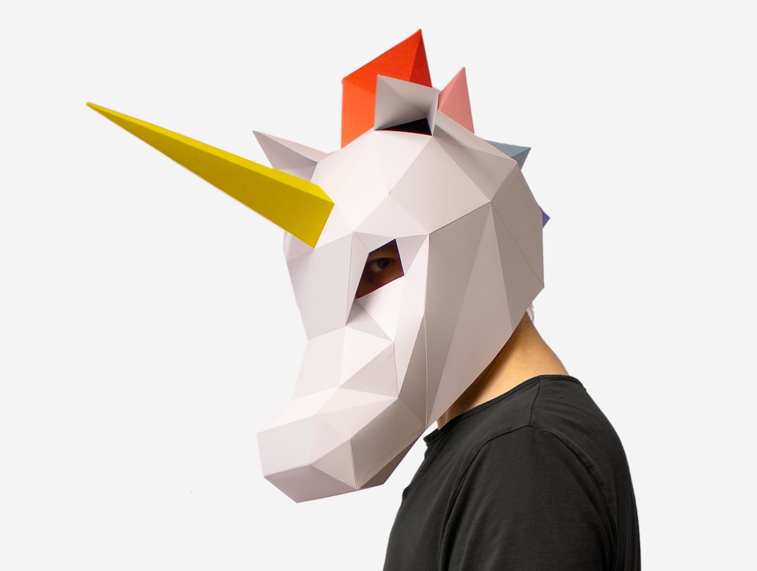 Unicorn Mask, Unicorn Paper Craft Template, DIY Printable Animal Mask ...