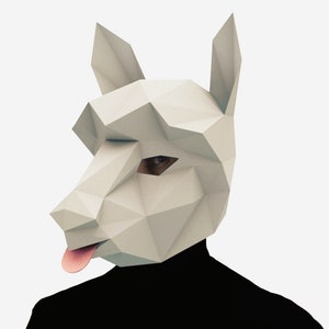 Máscara de lhama DIY, modelo de artesanato em papel 3D, máscara de Halloween, máscara de papel para impressão, download instantâneo de PDF, máscara Low Poly, máscara de origami, presente de lhama