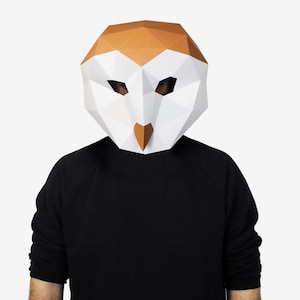 DIY Owl Mask, Paper Craft Template, Halloween Mask, Barn Owl, Printable ...