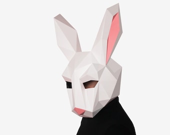 DIY Rabbit Mask, Bunny Mask, Paper Craft Template, Printable  Mask, Instant Pdf Download, 3D Low Poly Mask, Origami Mask, Bunny Gift