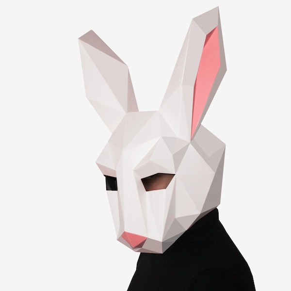 DIY Rabbit Mask, Bunny Mask, Paper Craft Template, Printable  Mask, Instant Pdf Download, 3D Low Poly Mask, Origami Mask, Bunny Gift