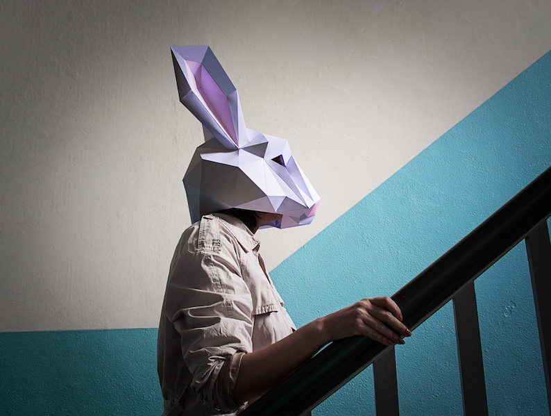 Cardboard Rabbit Mask DIY Low Poly Rabbit Mask, Paper Craft Template (PDF Download) - Etsy