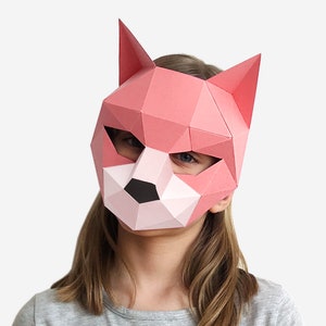 Máscara para niños, máscara de gato, máscara de animal, disfraz de Halloween para niños, media máscara imprimible para niños, descarga instantánea de PDF, plantilla de manualidades de papel para hacer tú mismo