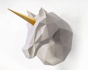 Unicorn Sculpture, 3D Paper Craft, DIY Wall Art, Origami Unicorn, Low Poly Paper Art, Home Decor, Unicorn Gift, Print At Home Pdf