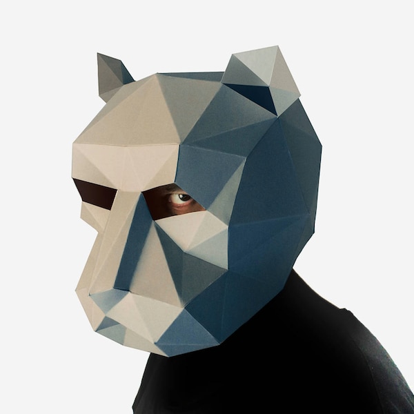 DIY Puma Mask, Cougar Mask, 3D Paper Craft Template, Halloween Mask, Printable Paper Mask, Instant Pdf Download, Low Poly Mask, Origami Puma