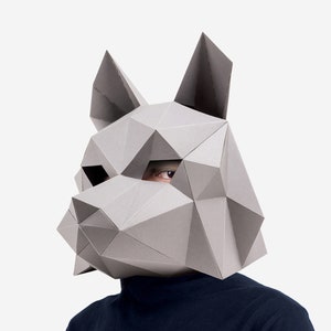 Direwolf Maske, Wolf Maske, Papier Bastelvorlage, Halloween Maske, druckbare Low Poly Papiergesichtsmaske, Sofortiger Pdf Download, Origami Wolf Geschenk