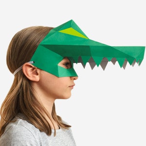 Kids Mask, Crocodile Mask, Alligator Mask, Halloween Costume Kid, Printable Half Mask For Children, Instant Pdf download, DIY Craft Template image 3