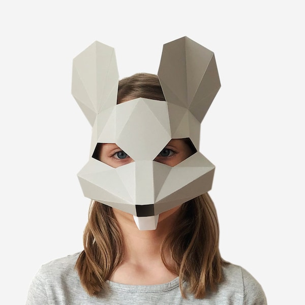 Mouse Mask For Kids, Animal Mask, Halloween Costume, Printable Half Face Mask, Instant Pdf download, DIY Paper Craft Template, Pretend Play