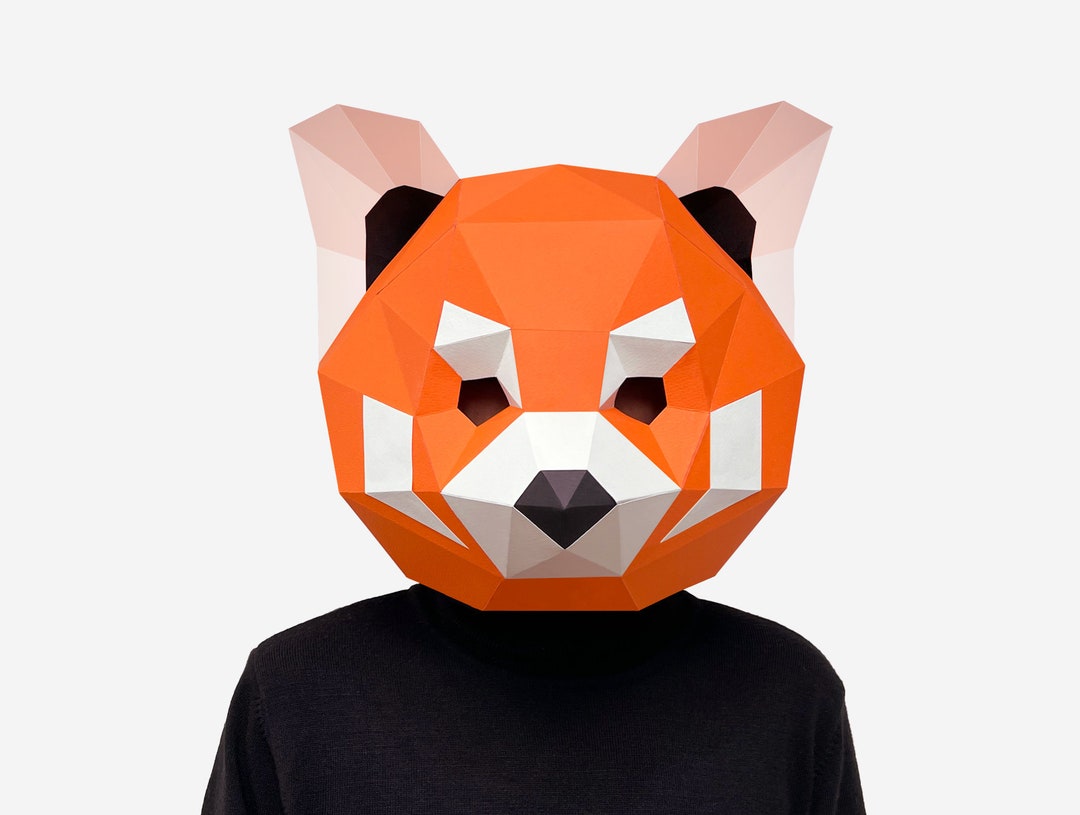 Red Panda Mask, Panda Paper Craft Template, DIY Printable Animal Mask ...