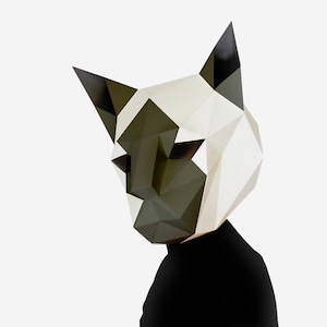 DIY Siamese Mask, Cat Mask, Halloween Mask, Paper Craft Template, Printable Paper Mask, Instant Pdf Download, 3D Low Poly Mask, Origami Cat