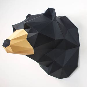 Bear Papercraft, Mestiere di carta 3D, Scultura dell'orso, Wallart 3D fai da te, Scultura di carta low poly, Arte di carta stampabile, Oggettistica per la casa, Regalo fai da te