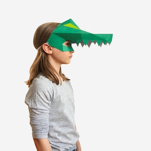 Kids Mask, Crocodile Mask, Alligator Mask, Halloween Costume Kid, Printable Half Mask For Children, Instant Pdf download, DIY Craft Template image 2