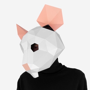 Mouse Mask, Rat Paper Craft Template, DIY Printable Animal Mask, Instant Pdf Download, 3D Low Poly Masks, Origami Mask, Gift Idea