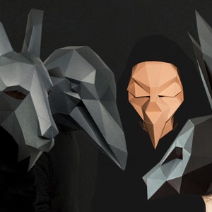 The Witch, Mask Combo, Goat, Raven, Hare, Halloween Mask, DIY Printable Paper Masks, Instant download, Black Phillip, Devil Mask