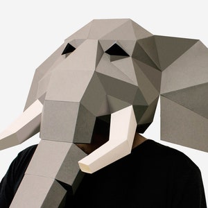DIY Elephant Mask Template, Elephant Paper Craft Template, DIY Printable Animal Mask, Instant Pdf Download, 3D Low Poly Mask, Origami Mask image 7