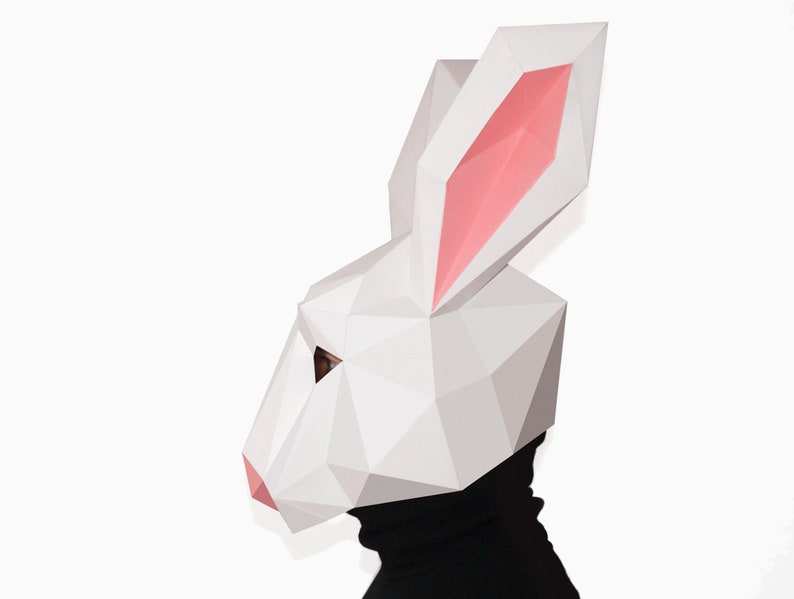 Folded Rabbit Mask DIY Low Poly Rabbit Mask, Paper Craft Template (PDF Download) - Etsy