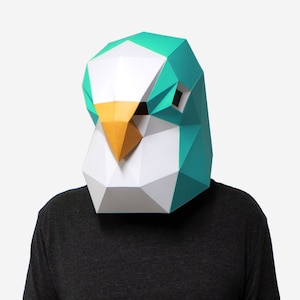 DIY Budgie Mask, Bird Mask, 3D Paper Craft Template, Halloween Mask, Printable Low Poly Paper Mask, Instant Pdf Download, Origami Gift Idea