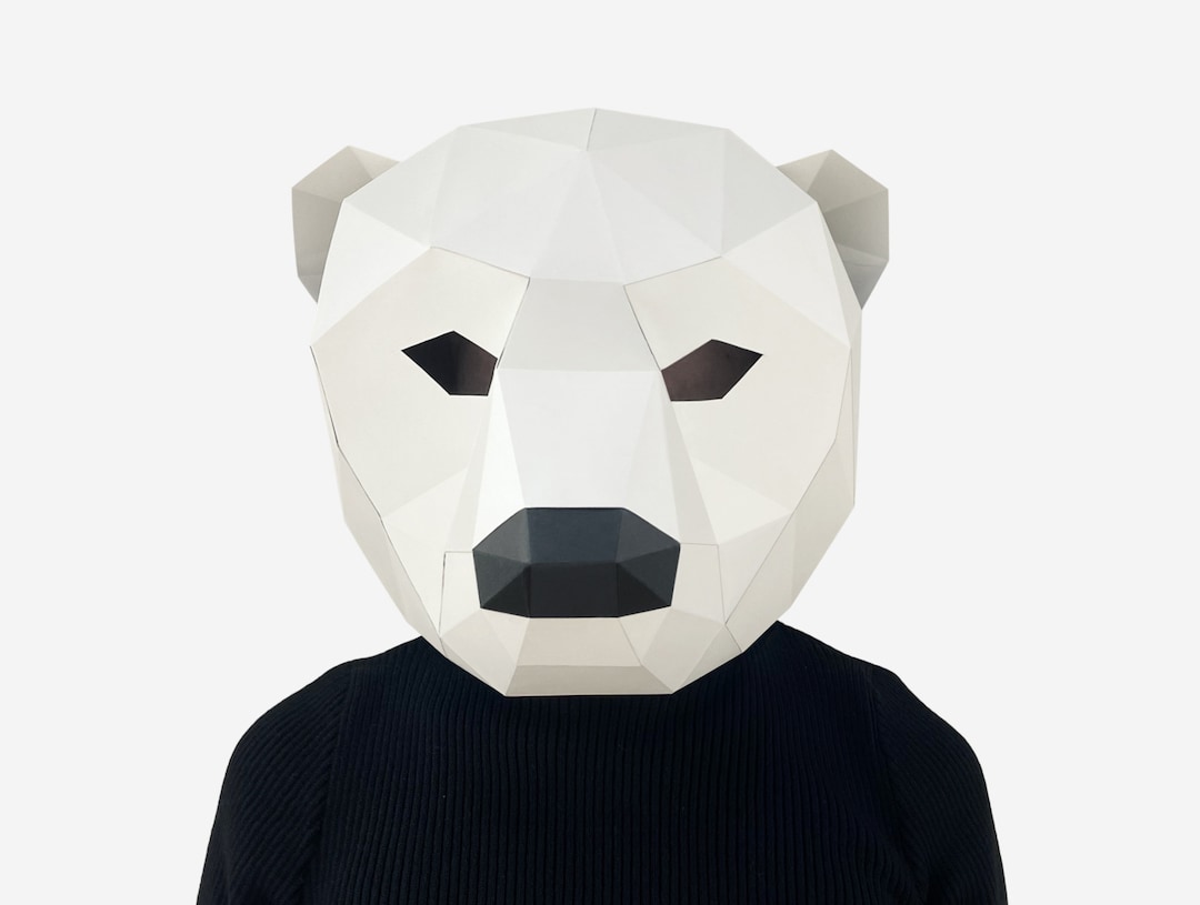 Polar Bear Mask, DIY Bear Costume, Printable Animal Mask, Instant Pdf Download, 3D Low Poly Mask ...