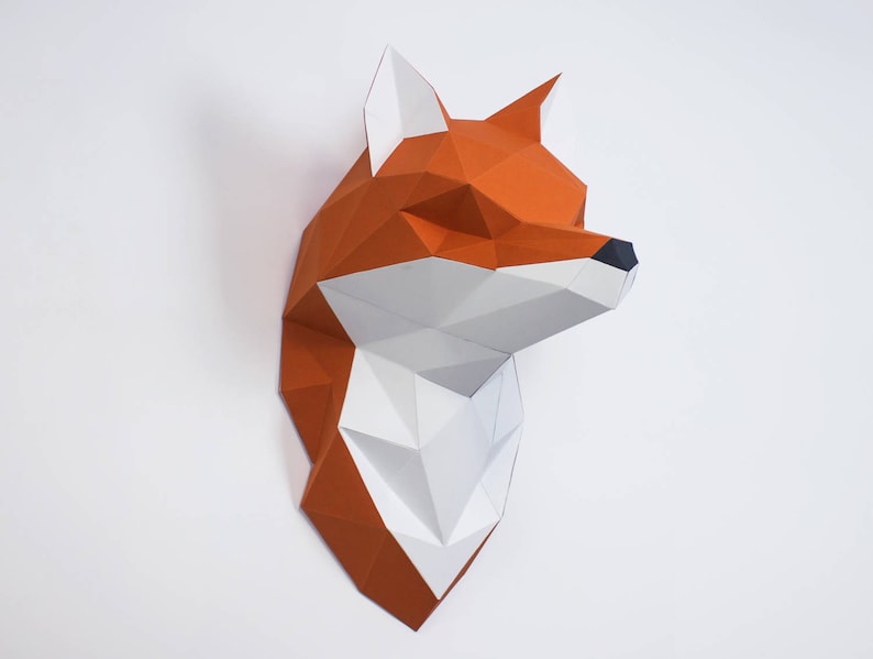 Fox Sculpture 3D Paper Craft DIY Wall Art Origami Fox image 4