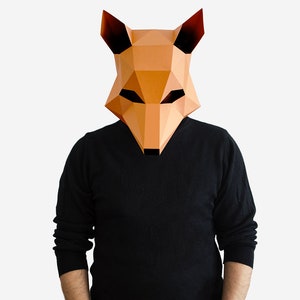 Fox Mask, DIY Printable Animal Mask, Papercraft Template, Instant Pdf Download, Low Poly Masks, Origami Fox, Lapa Studios, Animal Face Mask image 4
