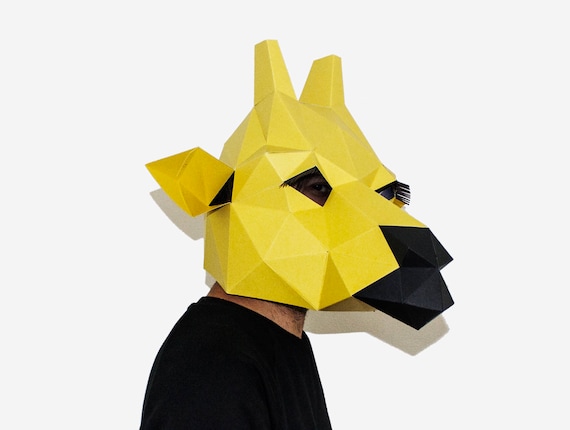 Download Diy Giraffe Mask 3d Paper Craft Template Halloween Mask Etsy