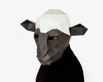 DIY Sheep Mask, Paper Craft Template, Halloween Mask, Printable Mask, Instant Pdf Download, 3D Low Poly Mask, Origami Mask, DIY Gift Idea