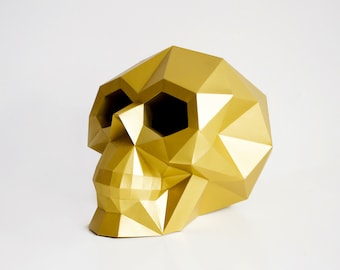 DIY Papierschädel Skulptur, Low Poly Kunst, Halloween Dekor (druckbare PDF)