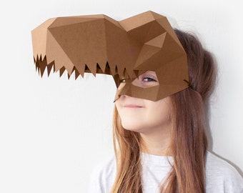 Kids Mask, Dinosaur Mask, T-Rex Mask, Halloween Costume Kid, Tyrannosaurus, Printable Half Mask For Children, Instant download, DIY Template