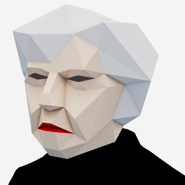 Theresa May Politician Paper Mask, Halloween Mask, Brexit Costume, Instant Pdf download, DIY Printable Paper Mask, Paper Craft Template