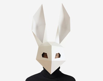 DIY Low Poly Rabbit Mask, Printable 3D Bunny Mask (PDF Download)