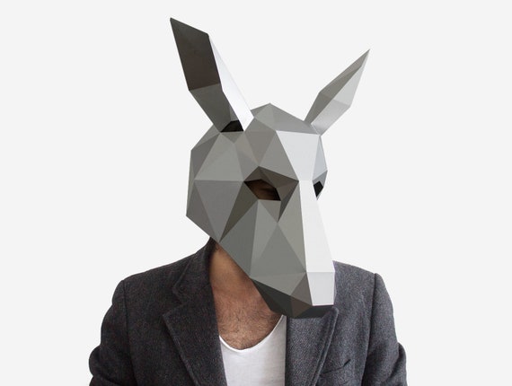 Masque d'âne bricolage, masque Low Poly, masque d'artisanat en papier,  modèle Pdf masque 3D - LACRAFTA