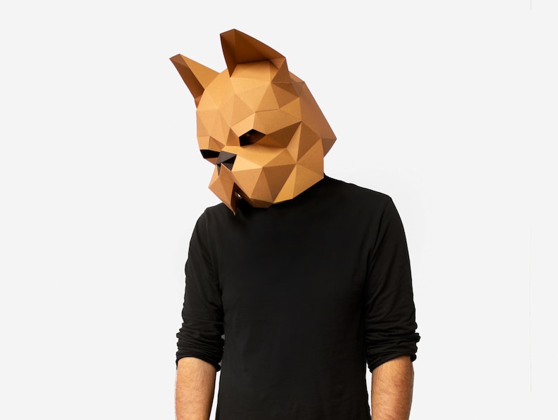 DIY French Bulldog Mask 3D Paper Craft Template Halloween | Etsy