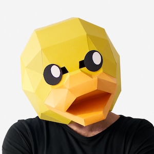 Rubber Duck Mask, Duck Costume , DIY Printable Halloween Mask, Instant Pdf Download, 3D Low Poly Masks, Papercraft Template, Origami Mask
