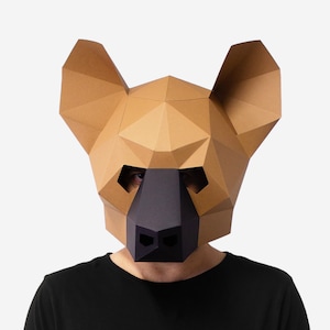 Hyena Mask, Hyena Paper Craft Template, DIY Printable Animal Mask, Instant Pdf Download, 3D Low Poly Masks, Origami Mask, Gift Idea