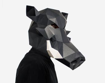 DIY Warzenschwein Maske, Wildschwein Maske, Papier Vorlage, Halloween Maske, druckbare Maske, Sofort Pdf Download, 3D Low Poly Maske, Origami Maske