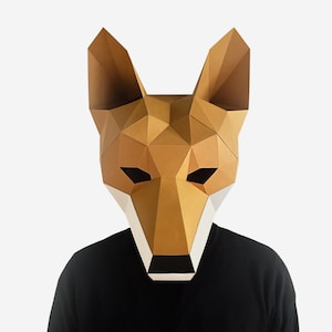 Maschera fai da te Dingo, Maschera cane cool, Maschera fai da te stampabile, Download digitale, Maschera low poly, Maschera dingo australiano, Maschera cosplay