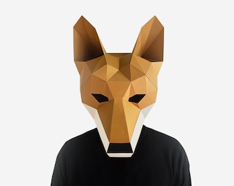 DIY Dingo Maske, Coole Hundemaske, DIY druckbare Maske, digitaler Download, Low Poly Maske, australische Dingo Maske, Cosplay Maske