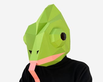 Sjabloon kameleonmasker, 3D Paper Craft (pdf-download)